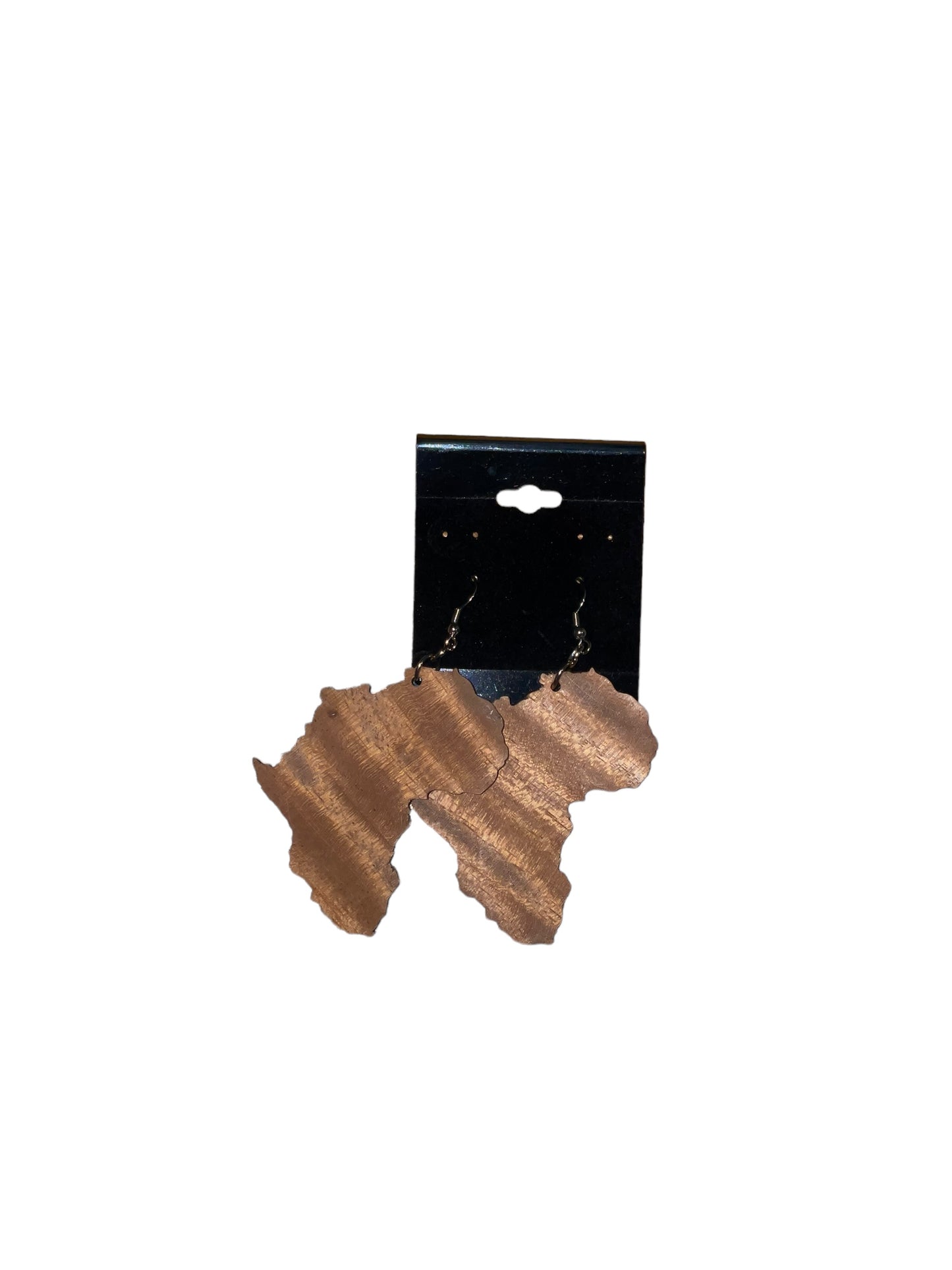 Wood African Map Earrings