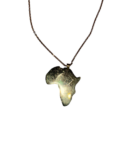 Gold African Map Necklace