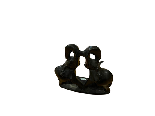 Soapstone Elephant Couple