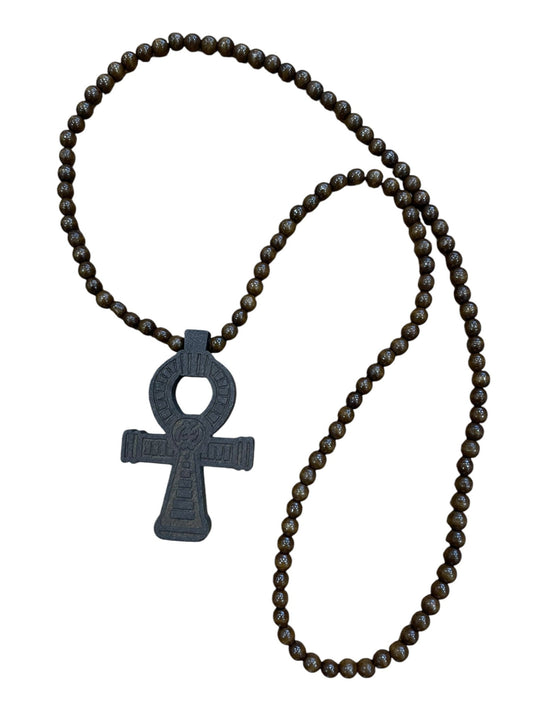 African Wooden Ankh Necklace