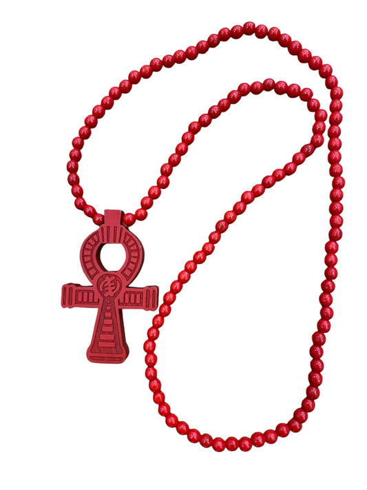 African Wooden Ankh Necklace