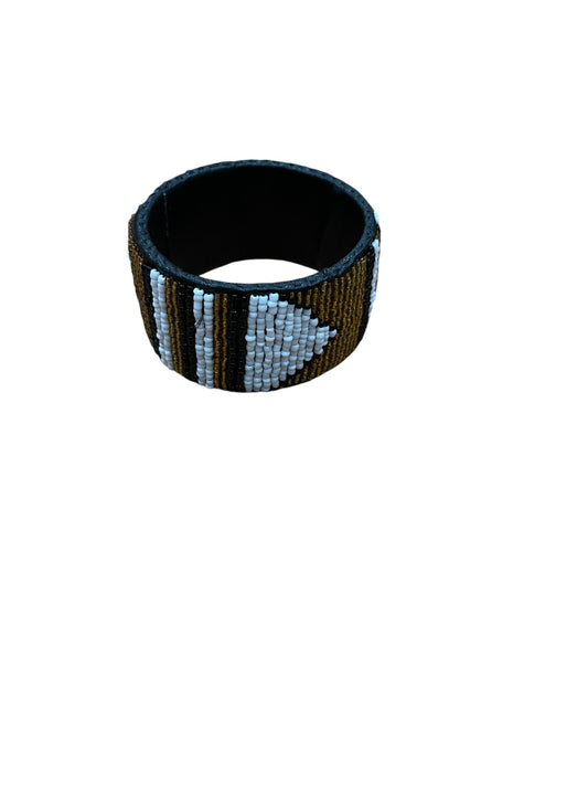 Beaded African Leather Bangle