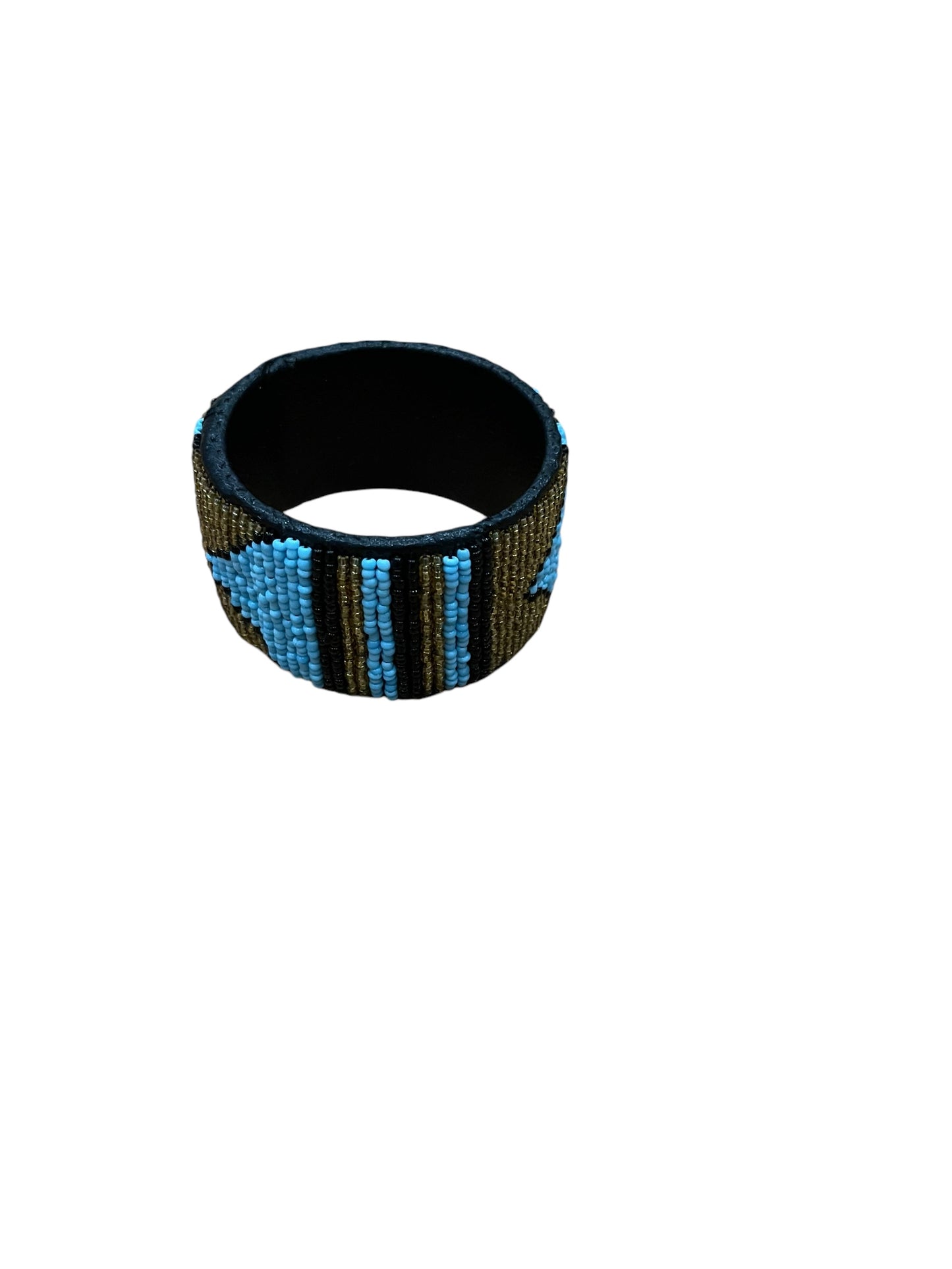 Beaded African Leather Bangle