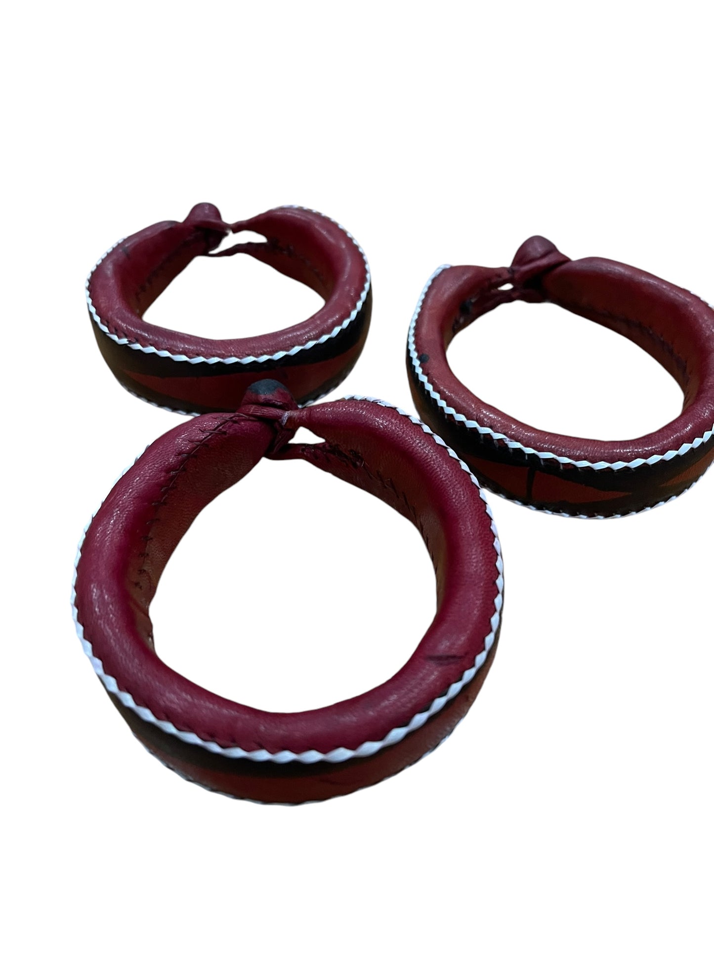 Red Nigerian Leather Bracelet/ Sets of 3