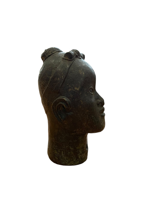 African Bronze Woman Head